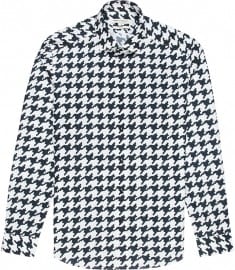 Reiss 1971 Gizmo Large Dogtooth Print Shirt Blue