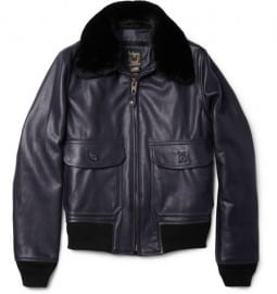Schott G1 Shearling-collar Leather Bomber Jacket