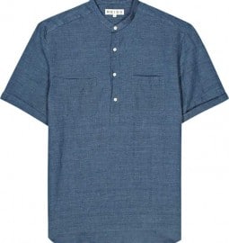 Reiss Sunrise Short Sleeve Linen End On End Shirt Blue