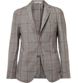 Boglioli Unstructured Prince Of Wales Check Linen Blazer