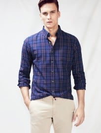 He By Mango Slim-fit Plaid Shirt