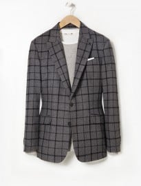 He By Mango Slim-fit Check Wool-blend Blazer