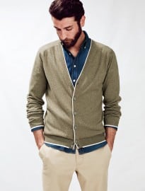 He By Mango Contrast Elbow-patch Cardigan