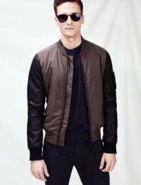 He By Mango Contrast Sleeve Bomber Jacket