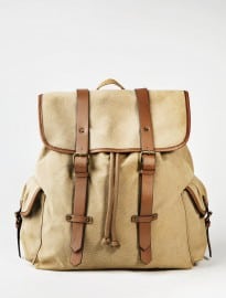He By Mango Contrast Canvas Backpack