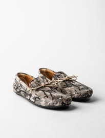 He By Mango Camo-print Suede Driving Shoes
