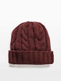 He By Mango Cable-knit Beanie