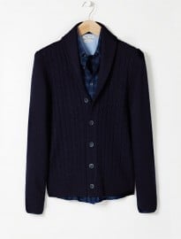 He By Mango Cable-knit Wool Cardigan