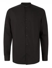 New Look Black Formal Long Sleeve Grandad Collar Shirt