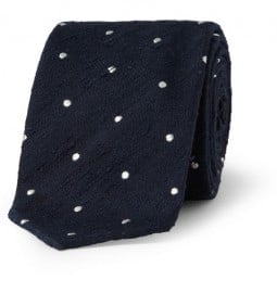 Drakes Swiss-dot Slub Silk Tie
