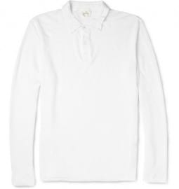 Hartford Long-sleeved Linen-jersey Polo Shirt