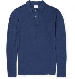 Hartford Long-sleeved Linen-jersey Polo Shirt