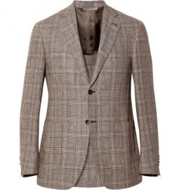 Canali Kei Houndstooth Check Linen Blazer