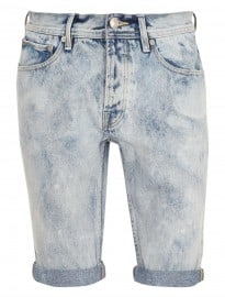 Topman Blue Bleach Denim Shorts