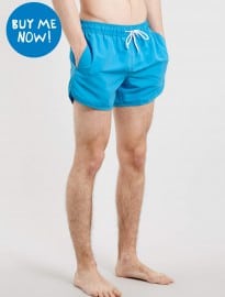 Topman Mid Blue Plain Swim Shorts