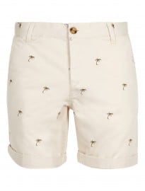 Topman Cream Palm Tree Chino Shorts
