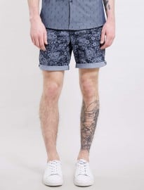 Topman Indigo Floral Shorts
