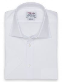 T.m.lewin Regular Fit White Poplin Short Sleeve Shirt