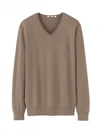 Uniqlo Men Cotton Cashmere V Neck Sweater