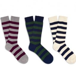Beams Plus Three-pack Striped Cotton Socks