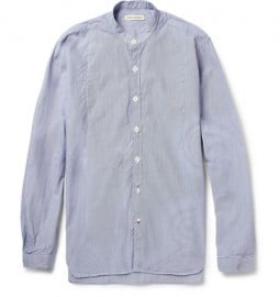 Oliver Spencer Grandad-collar Striped Cotton Shirt