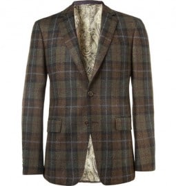 Etro Slim-fit Plaid Wool Blazer