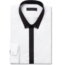 Burberry Prorsum White Slim-fit Contrast-trim Cotton Shirt