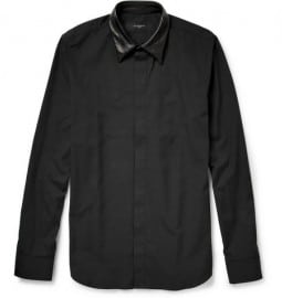 Givenchy Leather-collar Cotton Shirt