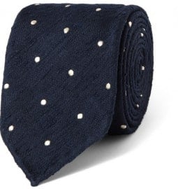 Drakes Swiss-dot Shantung Silk Tie