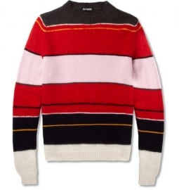Raf Simons Striped Knitted Crew Neck Sweater