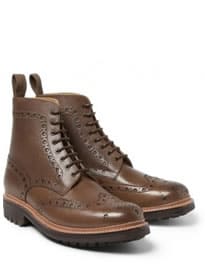 Grenson Fred Textured-leather Brogue Boots
