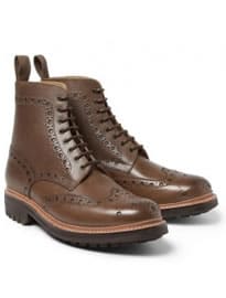 Grenson Fred Textured-leather Brogue Boots