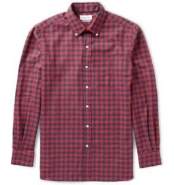 Ovadia & Sons Midwood Suede-trimmed Gingham Cotton-flannel Shirt