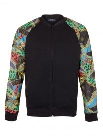 Topman Washed Black Animal Baroque Sleeve Bomber Jacket