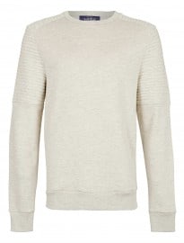 Topman Ecru Marl Biker Panel Quilted Sweatshirt