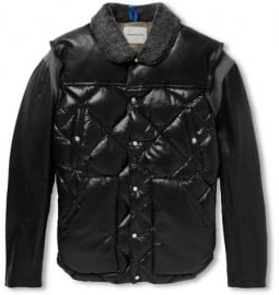 Undercover Shearling-trimmed Leather And Quillted Shell Bomber Jacket