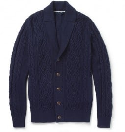Faconnable Cable And Ribbed-knit Cotton And Cashmere-blend Cardigan