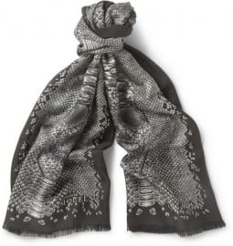 Alexander Mcqueen Skull And Snake Skin-print Silk Scarf
