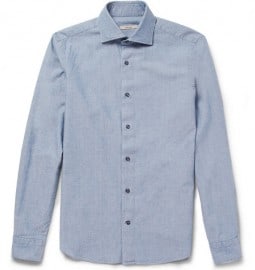 Boglioli Slim-fit Washed Cotton-chambray Shirt