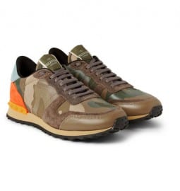 Valentino Camouflage-printed Leather And Canvas Sneakers