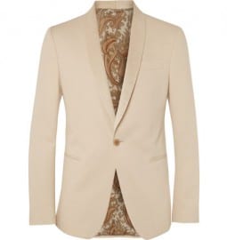 Etro Slim-fit Faux Suede-collar Cotton Blazer