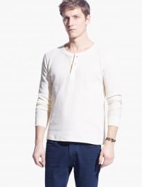 He By Mango Textured Henley T-shirt