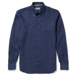 Canali Button-down Collar Linen Shirt