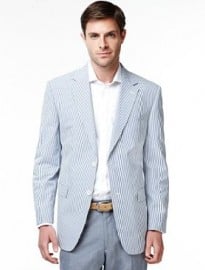 Sartorial Luxury Pure Cotton Seersucker Striped Jacket