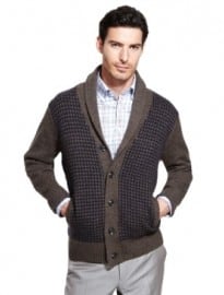 Collezione Lambswool Blend Houndstooth Cardigan