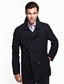 Double Breasted Pea Coat With Wool