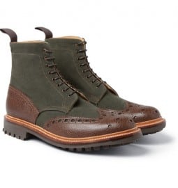 London Collections. Men Christopher Raeburn X Grenson Canvas And Textured-leather Boots