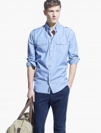 He By Mango Slim-fit Chest-pocket Shirt