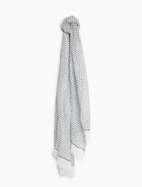 He By Mango Geometric-print Linen Scarf