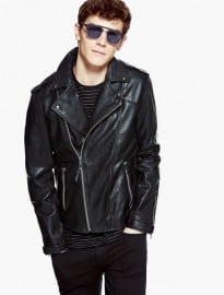 He By Mango Leather Biker Jacket